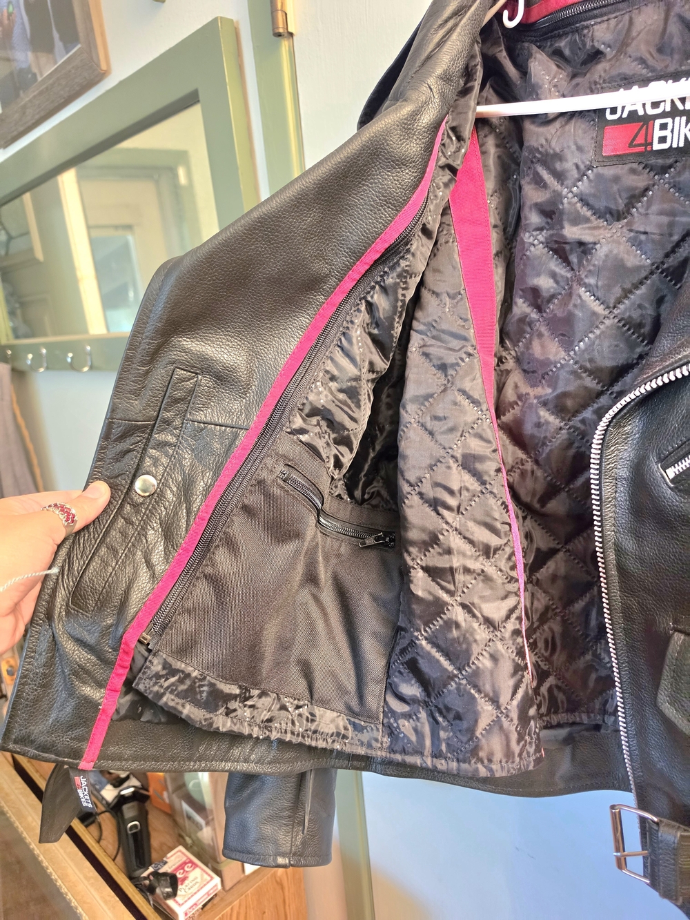 Jackets 4 BIKES Black Leather Biker Jacket - Men's - Picture 3 of 10